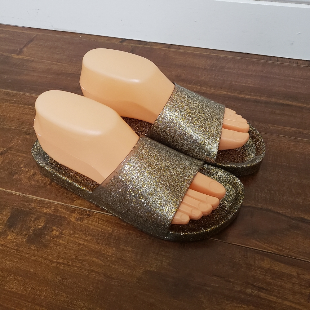 J Crew sparkly Pool slides